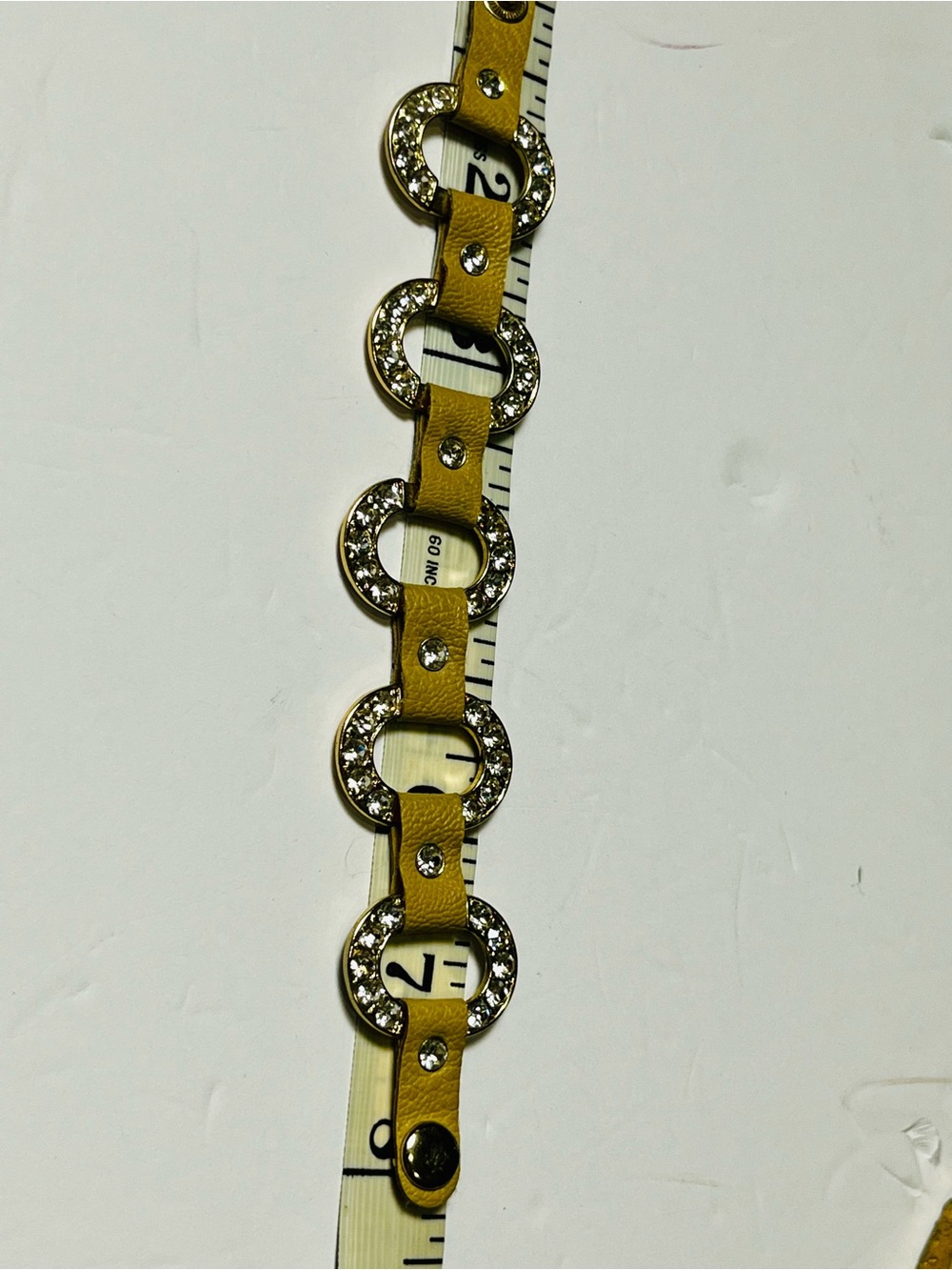 Beige Rhinestone Link Bracelet - Women's Fashion Accessory leather strap $19 - Picture 4 of 5
